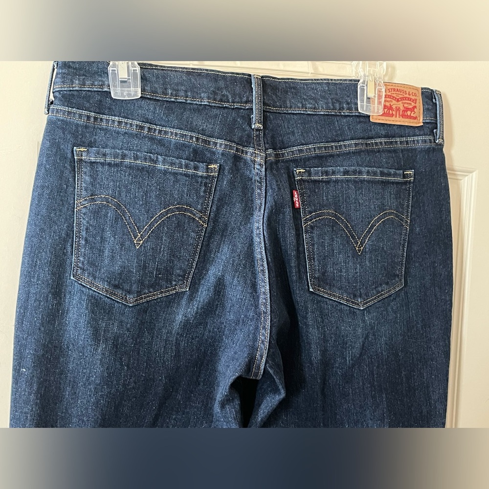 Levi’s 505 Straight Dark Wash Distressed Classic Blue Women's Jeans Size 12 - Picture 3 of 16